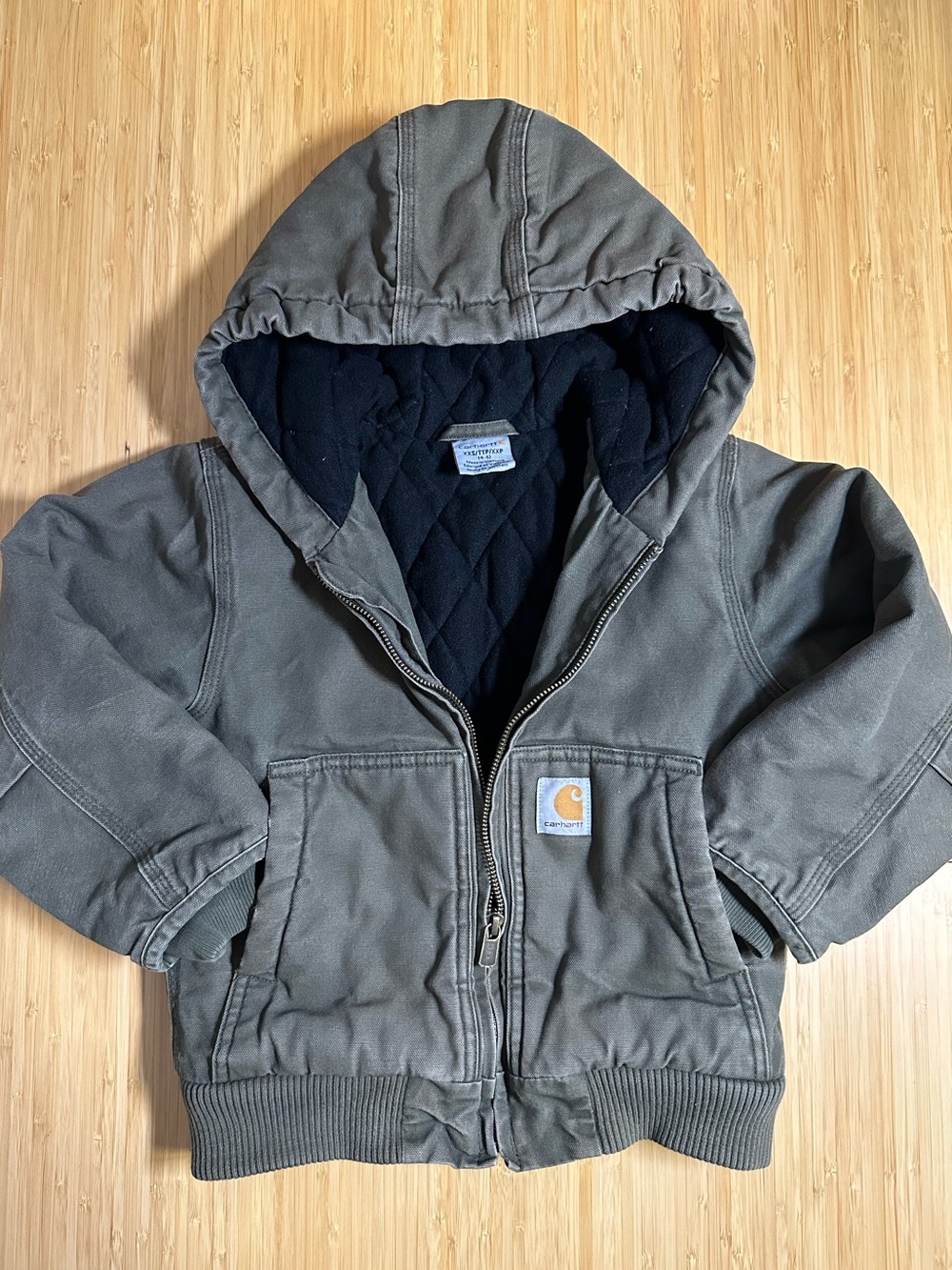 Carhartt Kids Olive Green Hooded Utility Jacket XXS 4-5
